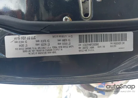 2015 Dodge Dart Se from USA, damaged, VIN 1C3CDFAA8FD363602